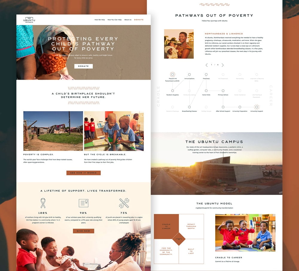 Screenshot of two pages from the Ubuntu Pathways website.