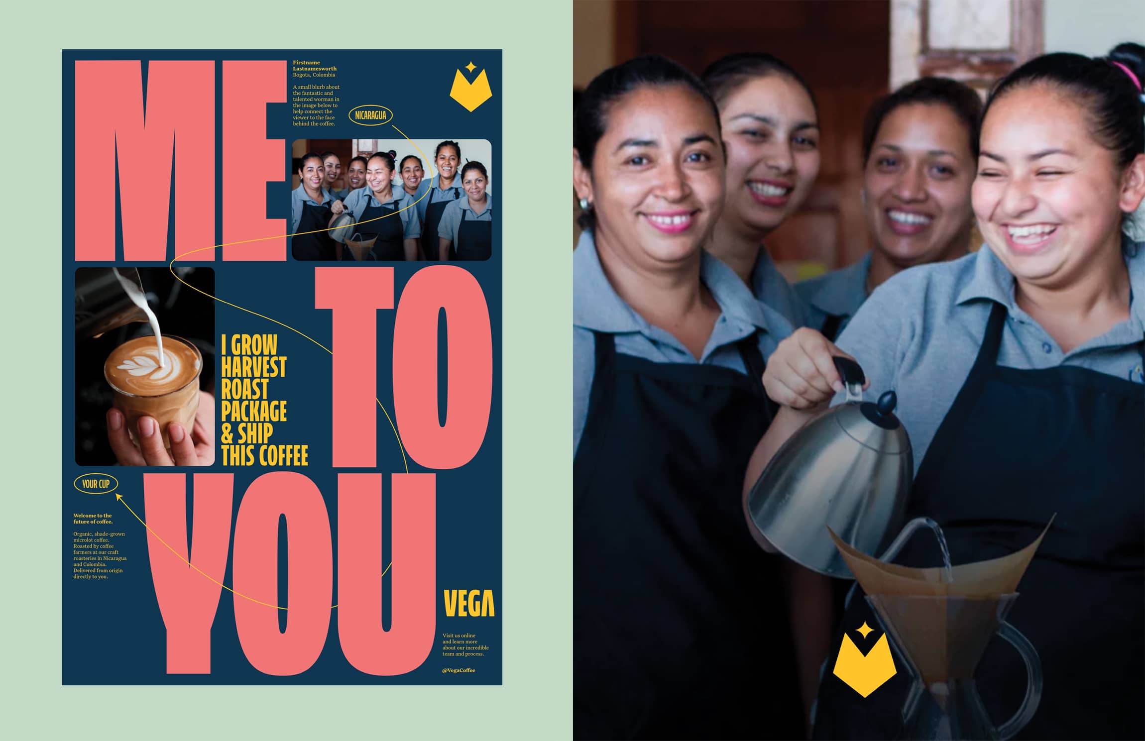 Vega Coffee photo and collateral montage